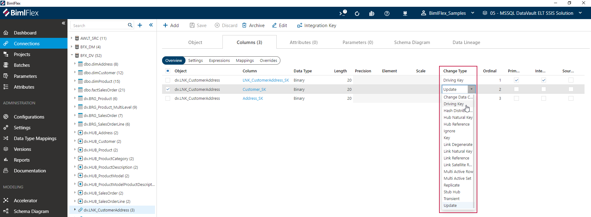 Driving Key Assignment within Columns View