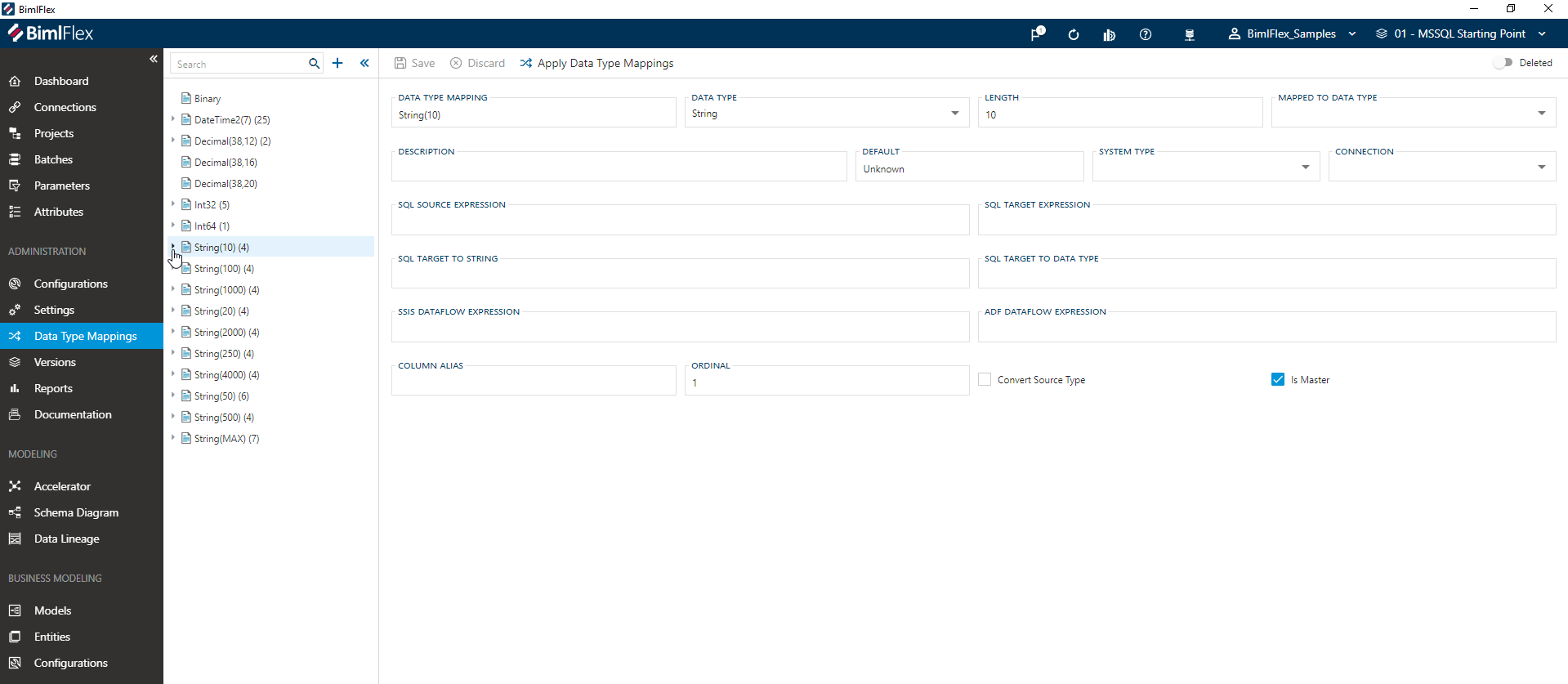 BimlFlex Data Type Mappings Editor - Overview