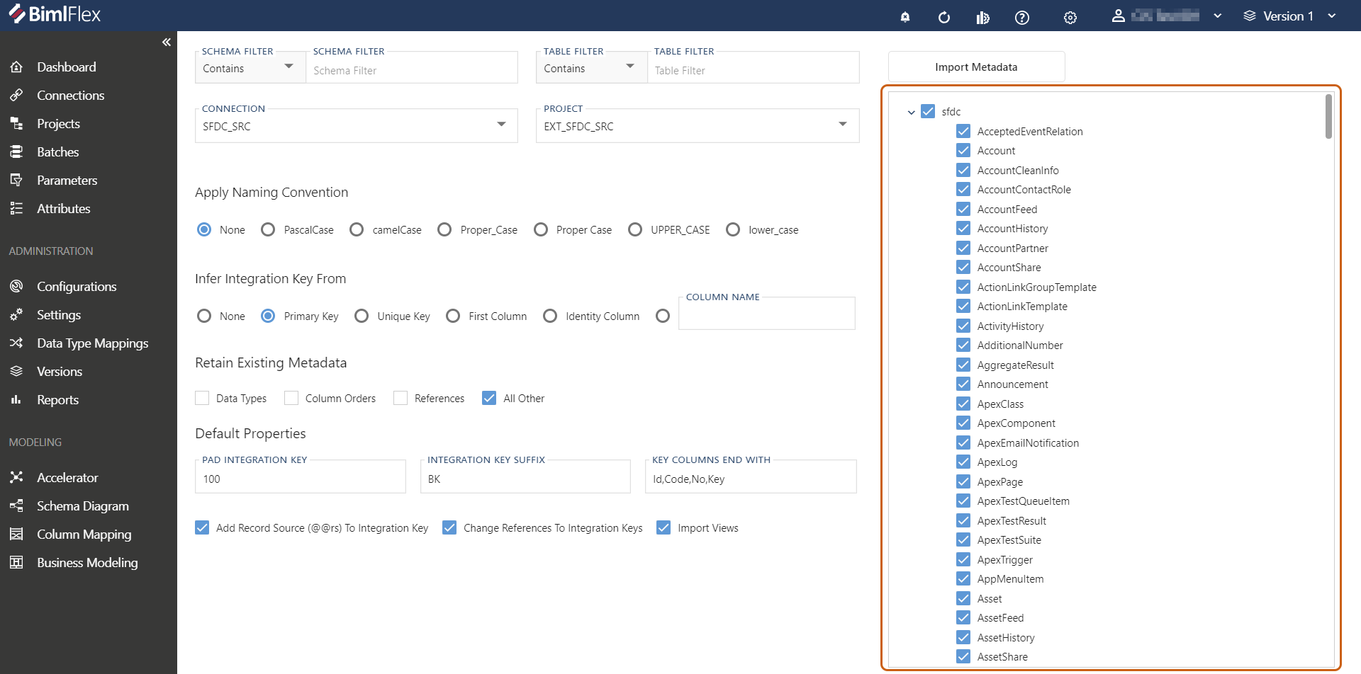 BimlFlex Imported Salesforce Objects