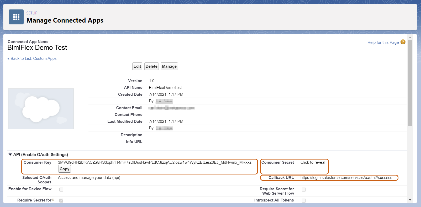 Salesforce Manage Connected App