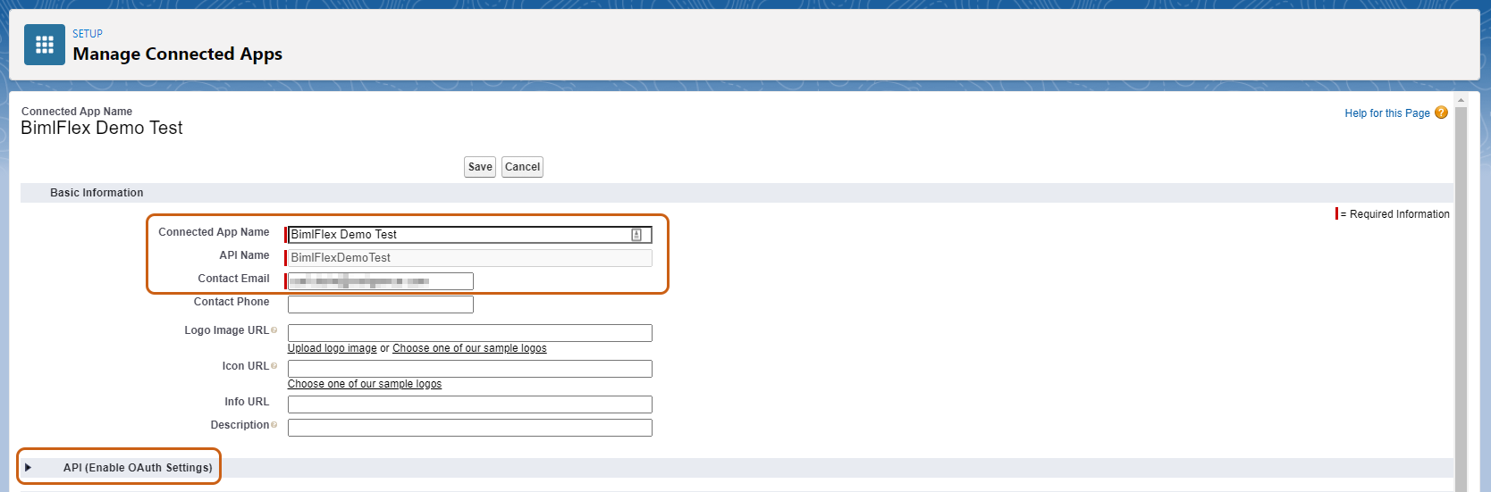 Salesforce New Connected App Required Fields 1