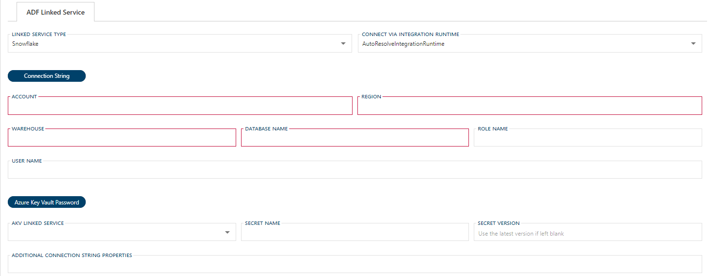 Snowflake Linked Service Form