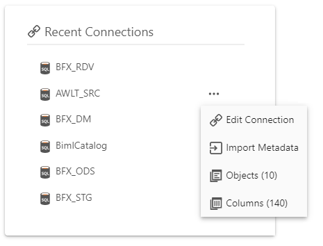 Recent Connections Pane