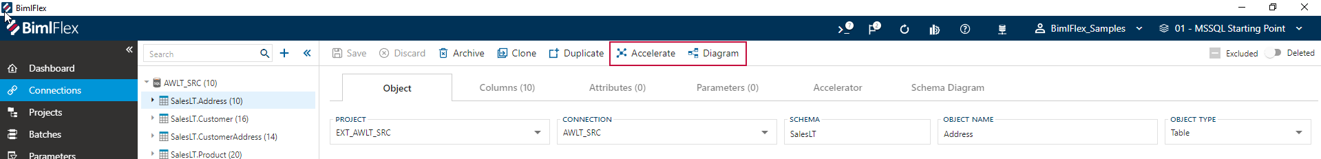 Accelerate Option from Objects Action Bar