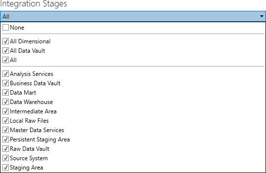 Default Integration Selections