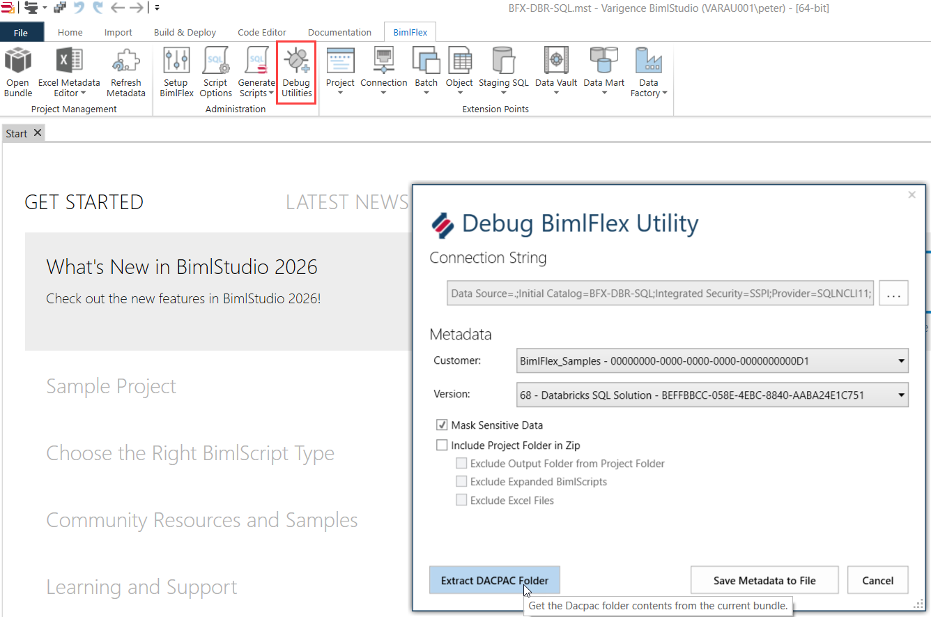 Debug Utilities Button