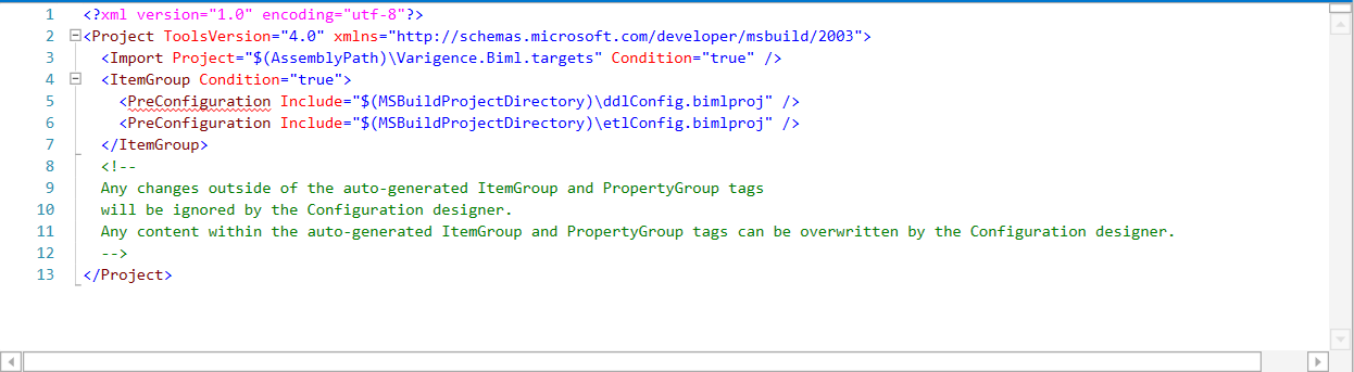 Build Configuration in XML Editor