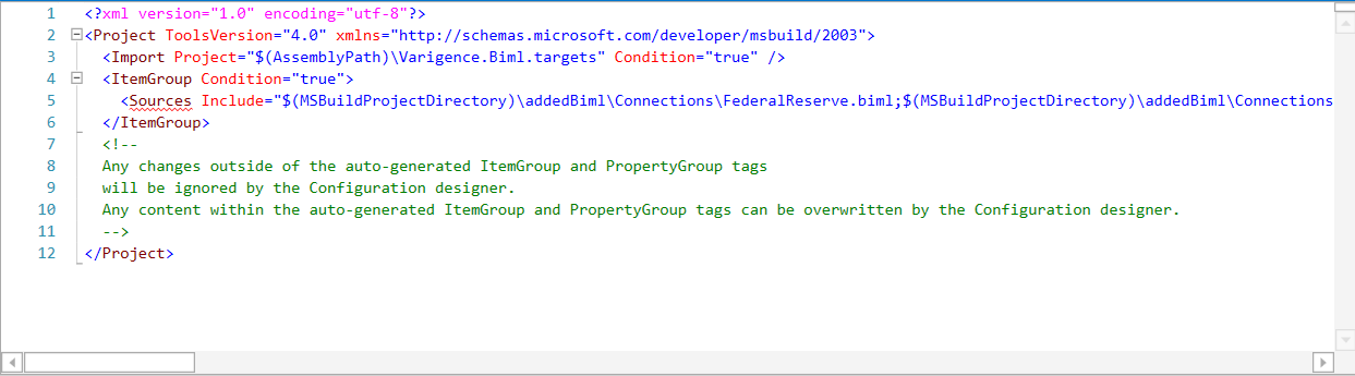 DDL Configuration in XML Editor