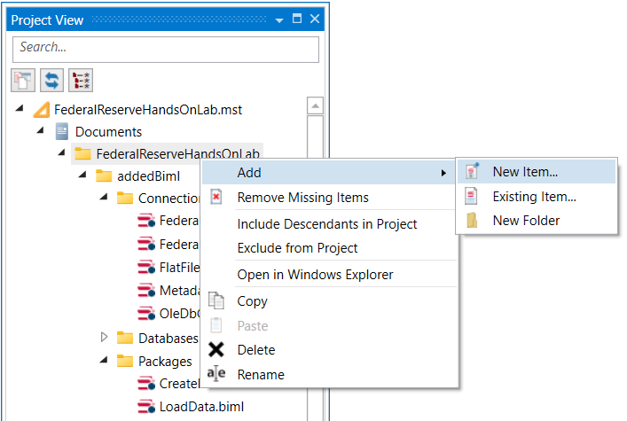 New Configuration File Context Menu