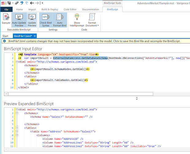 Expanded BimlScript Output