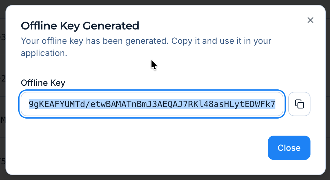 Offline Key Generated