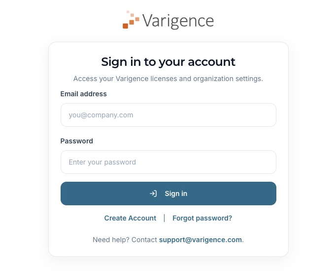 Varigence Customer Portal Login