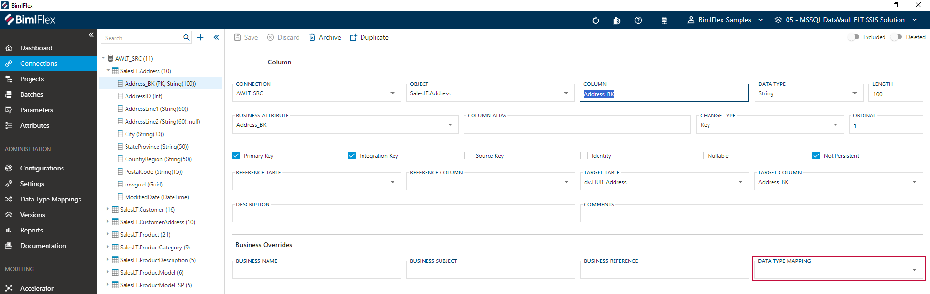 Source to Staging - Data Type Mappings
