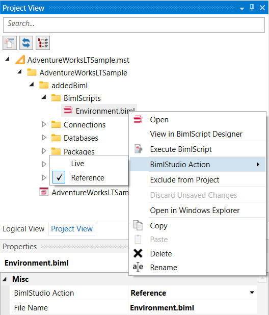 Context Menu - Switch Biml Type