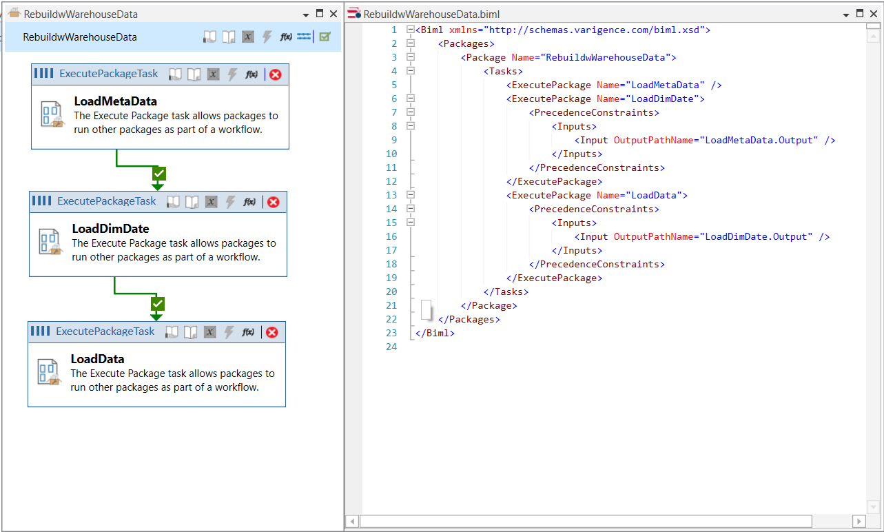 Designer and Biml side by side