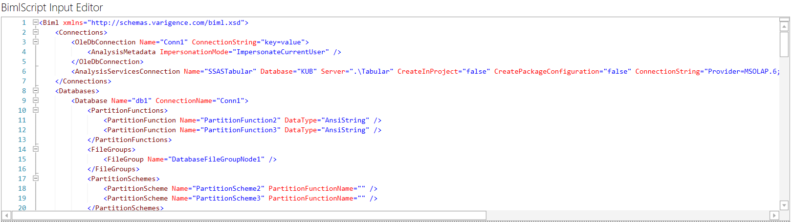 BimlScript Input Editor