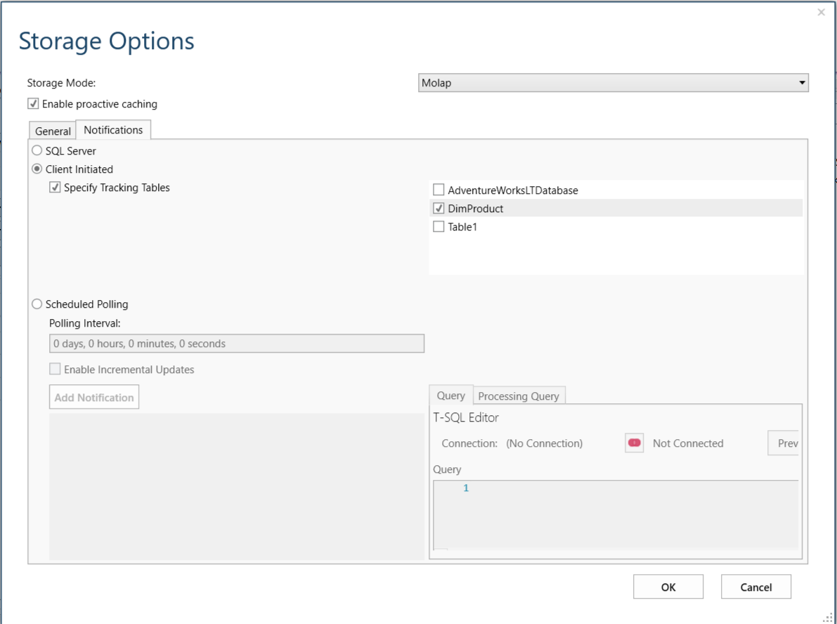 Storage Options Dialog Notifications