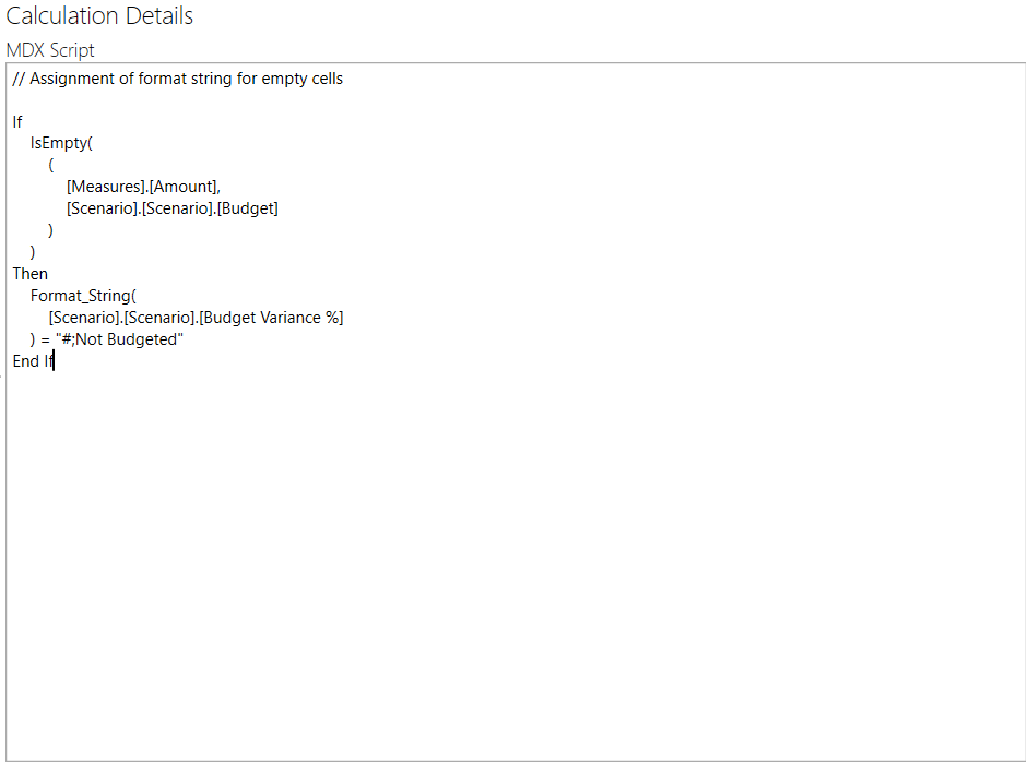 Script Command MDX Expression Editor