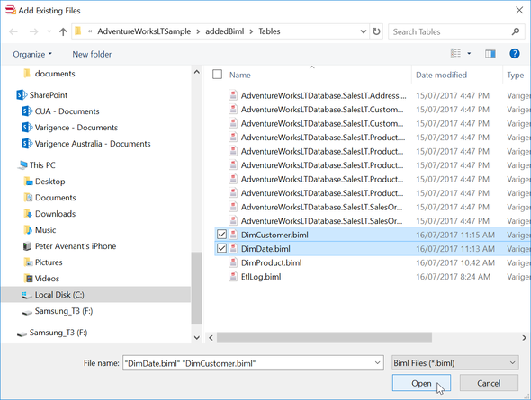 Browse for Biml Files
