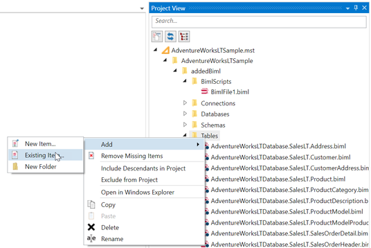 Context Menu - Add Existing Files