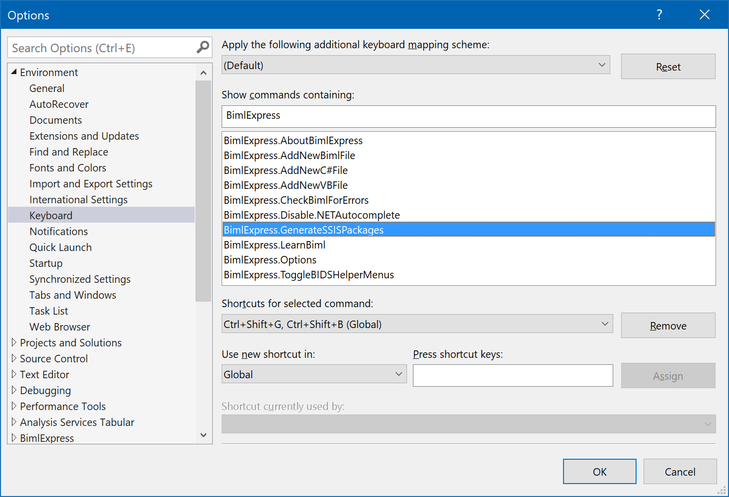 BimlExpress Keyboard Shortcuts