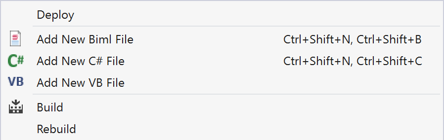 BimlExpress Context Menu on Projects