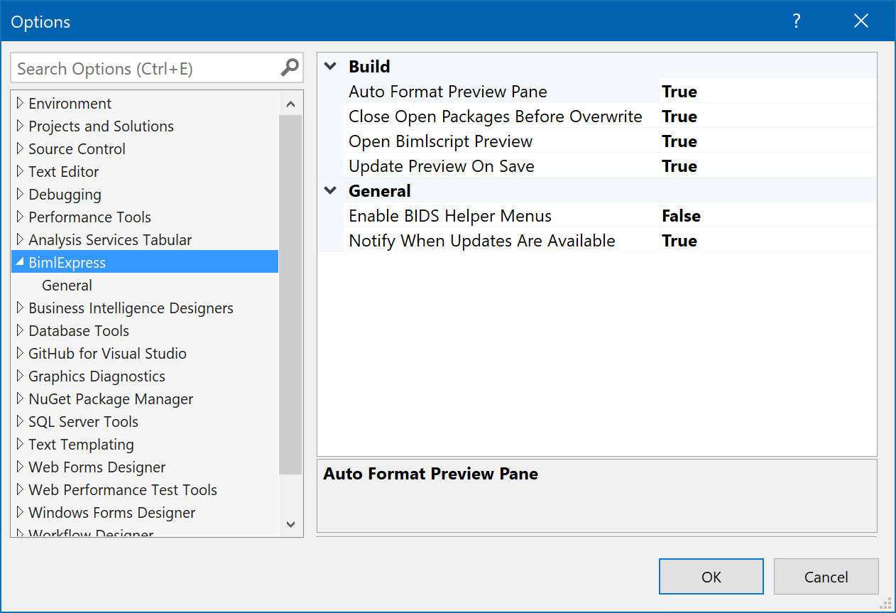 BimlExpress Options
