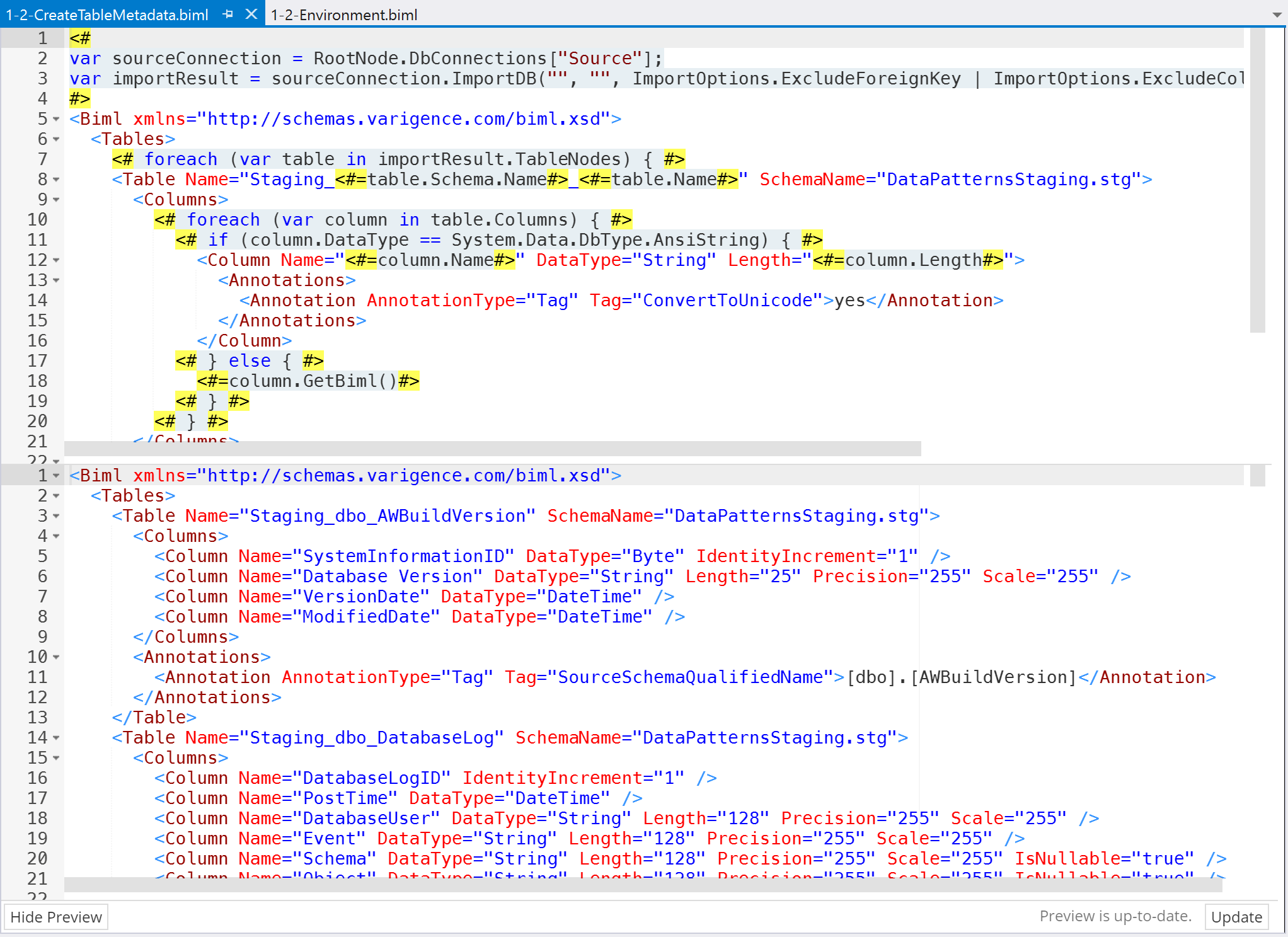 BimlExpress Preview Pane