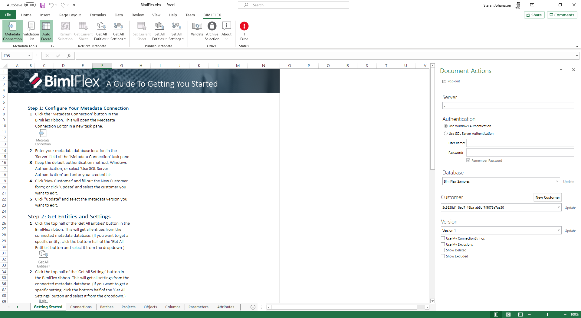 New project in Excel
