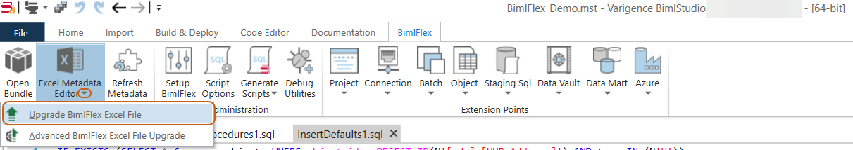 Upgrade BimlFlex Excel File