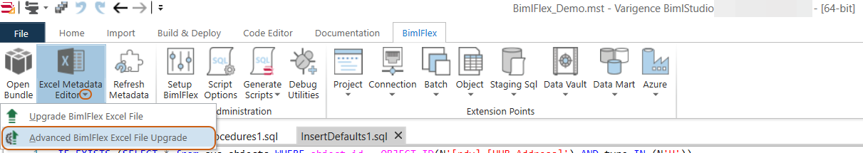 Advanced BimlFlex Excel File Upgrade