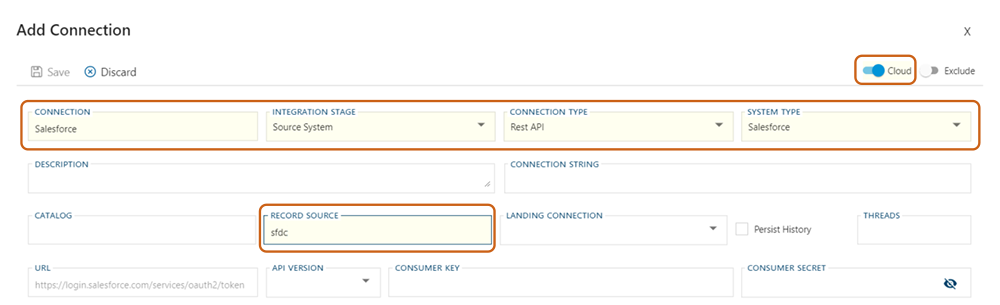 Salesforce Source Connection from New