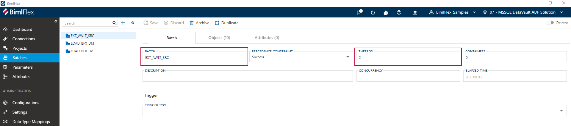 Configuring Batches Prior to Solution