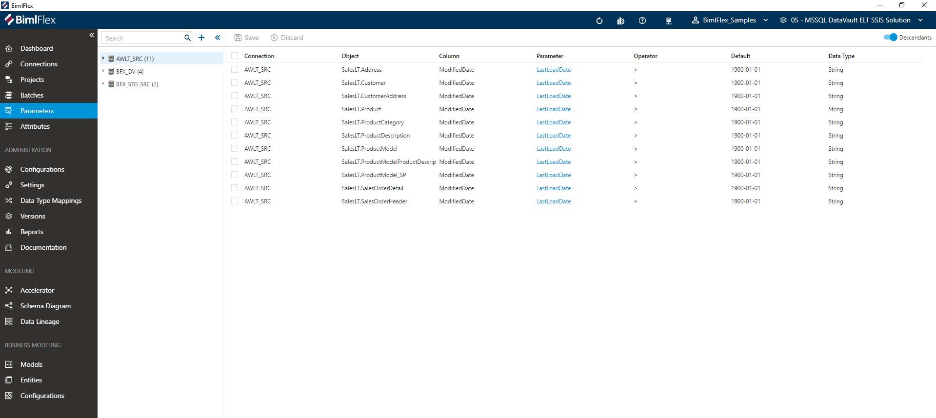 BimlFlex Parameter Editor - Grid View