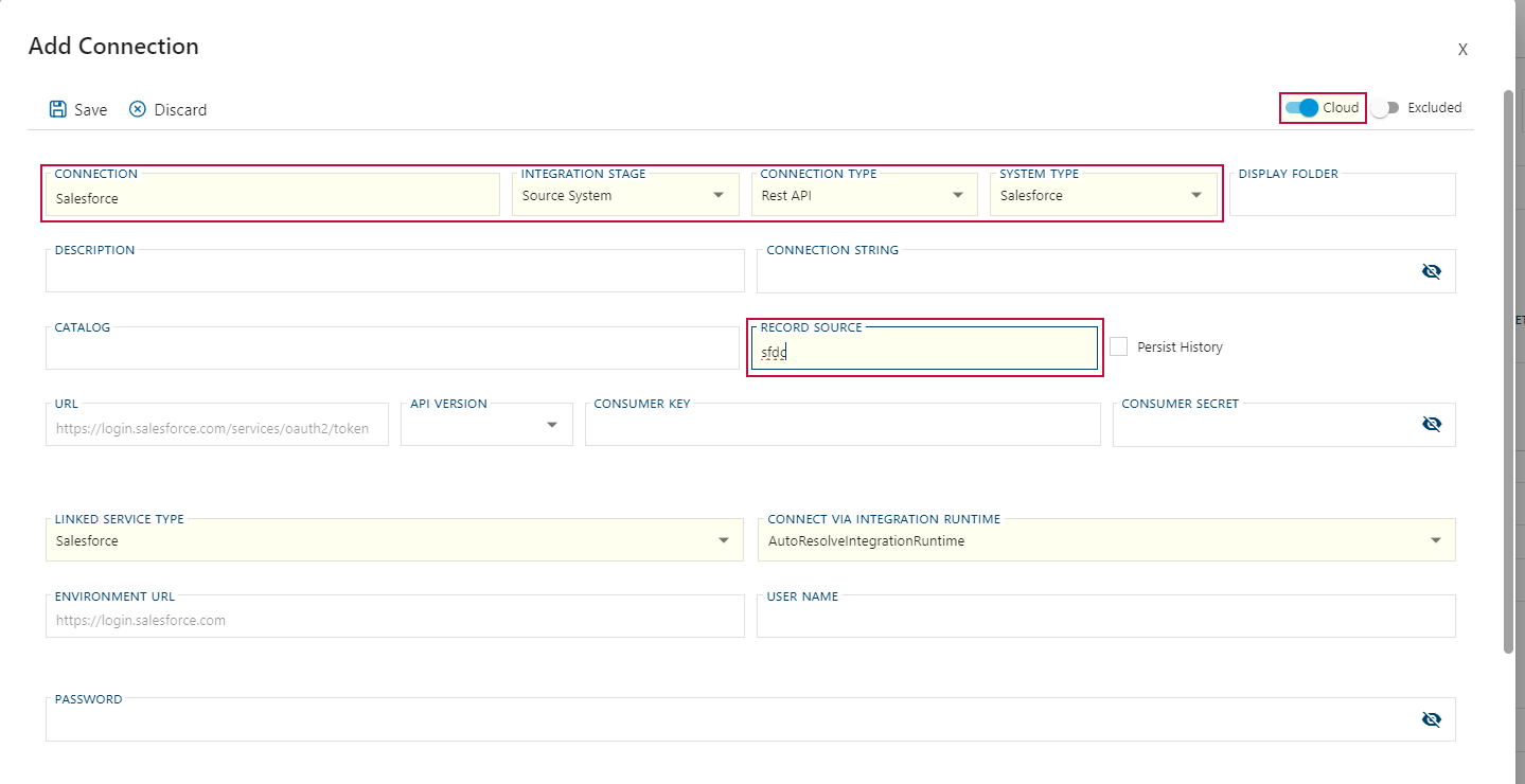 Salesforce Source Connection from New