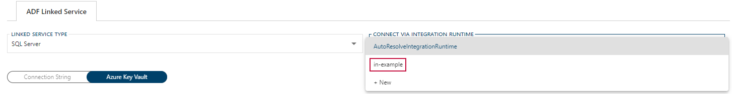 Linked Service Integration Runtime Example