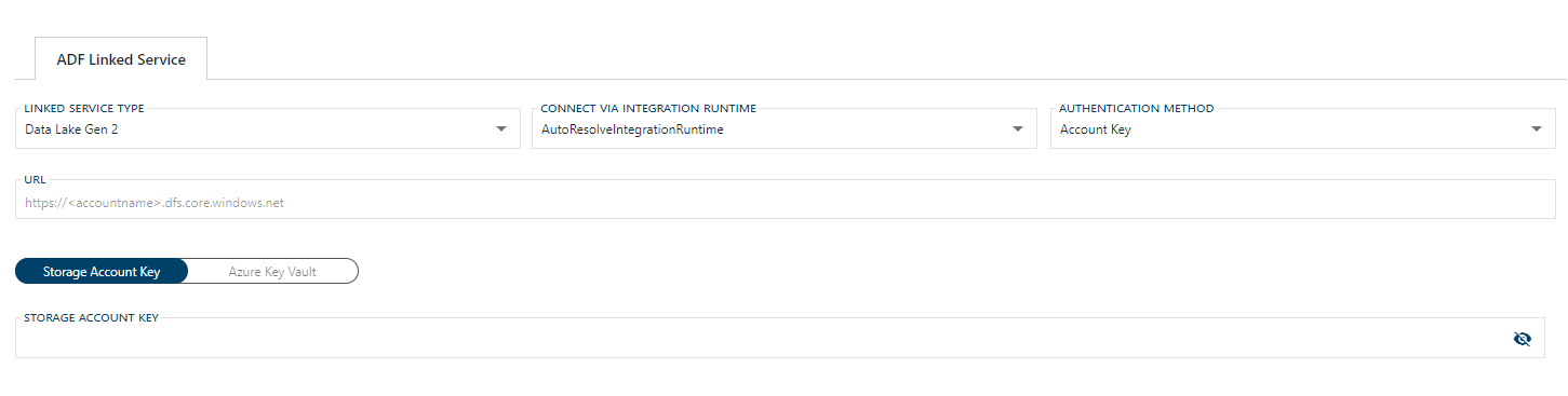 Data Lake Gen 2 Linked Service Form
