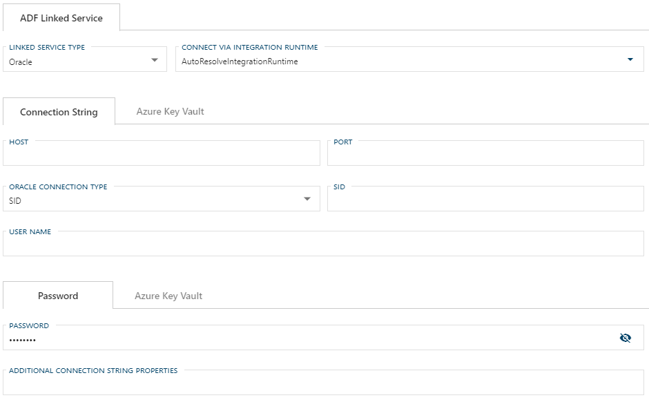 Oracle Linked Service Form