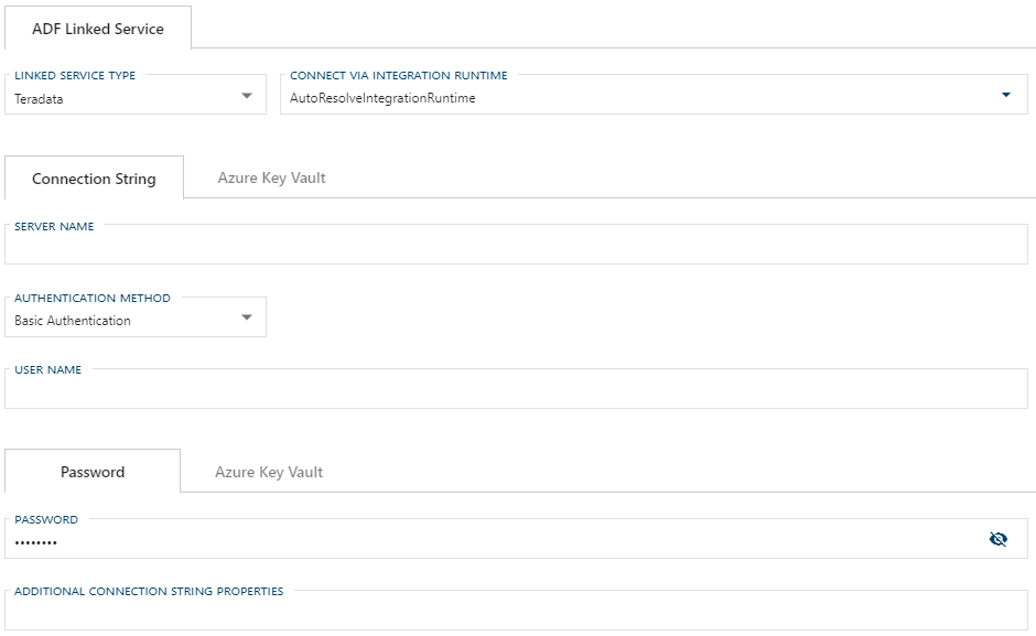 Teradata Linked Service Form