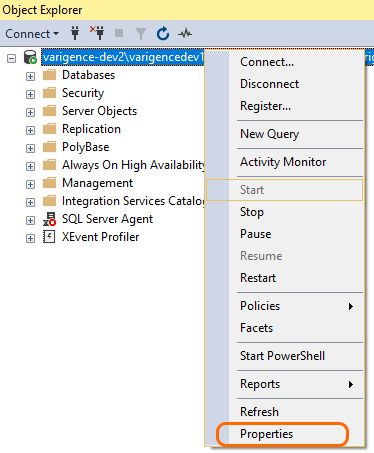 SSMS Properties
