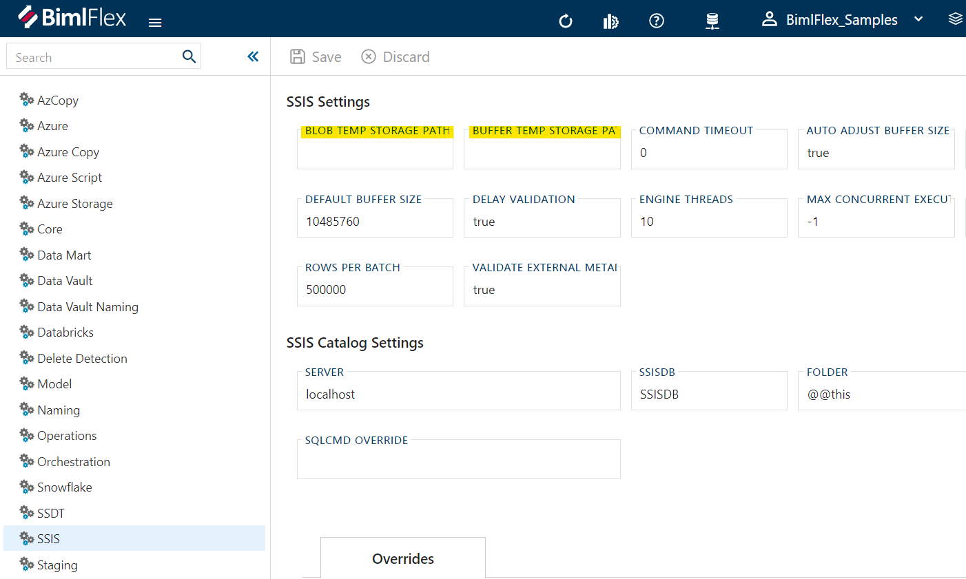 SSIS Settings
