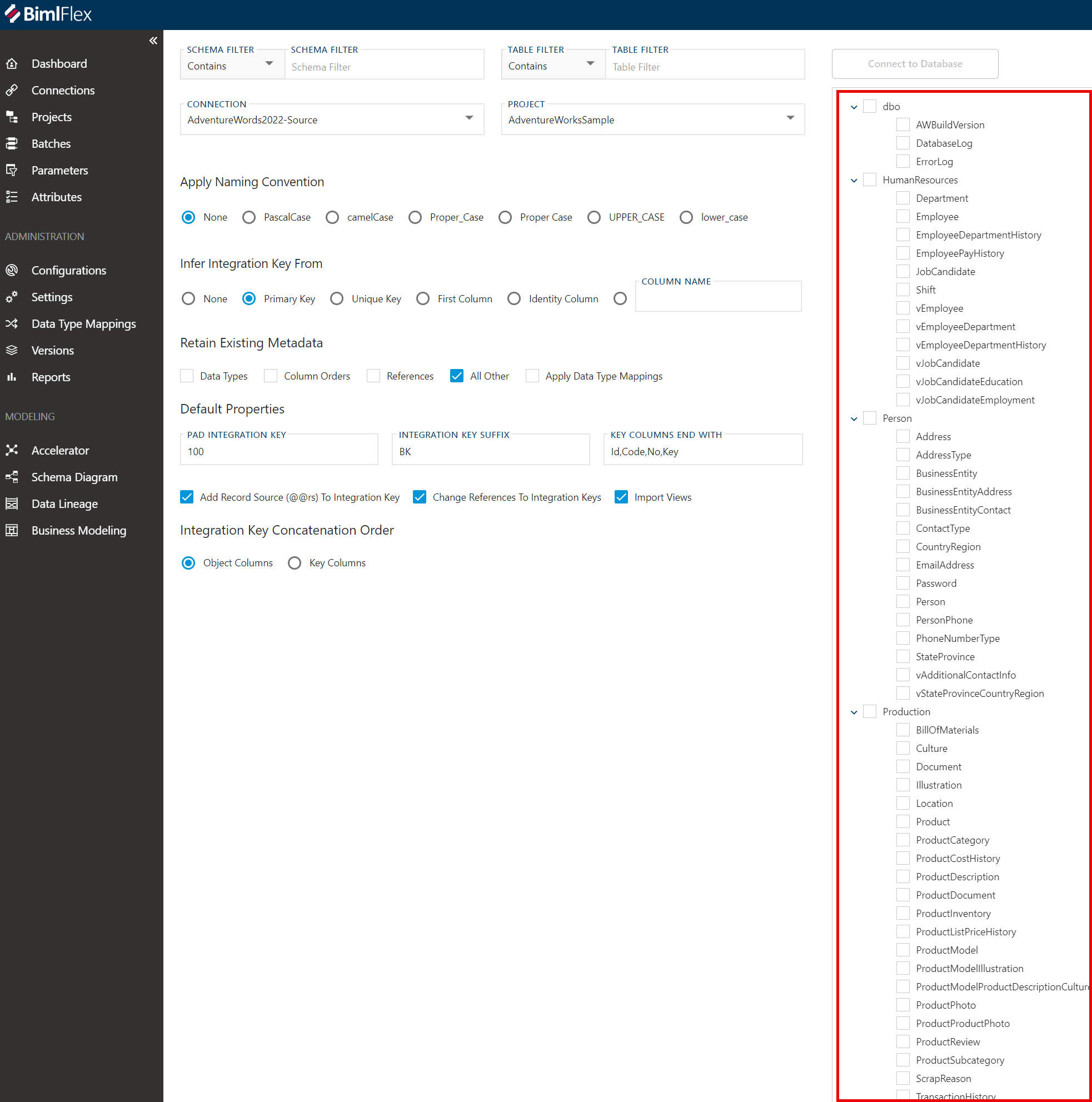 Include Schema Names