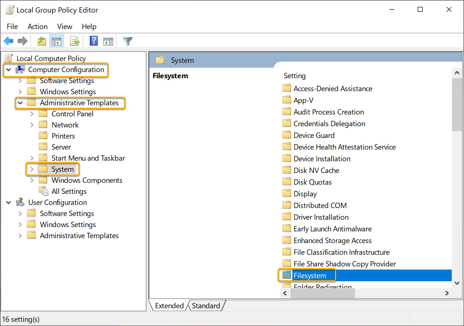 Enable Long File Paths in Group Policy Editor Step 1